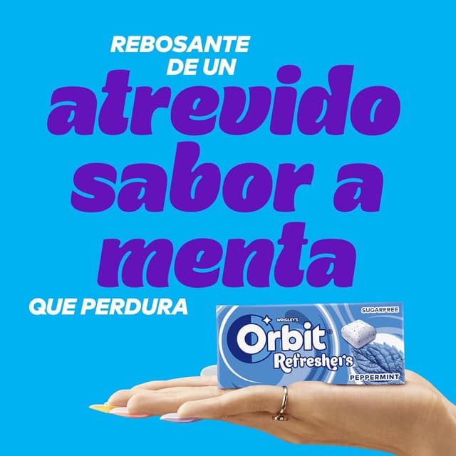 Detalle 2 de Orbit Refreshers Chicles Sin Azúcar Menta, Pack Bolsa de Bolsillo 🌀