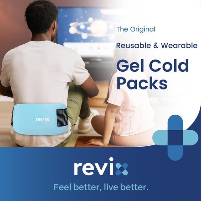 Detalle de REVIX reusable gel ice packs 14" x 7" (2 pack) with strap for back, shoulder, hip & thigh