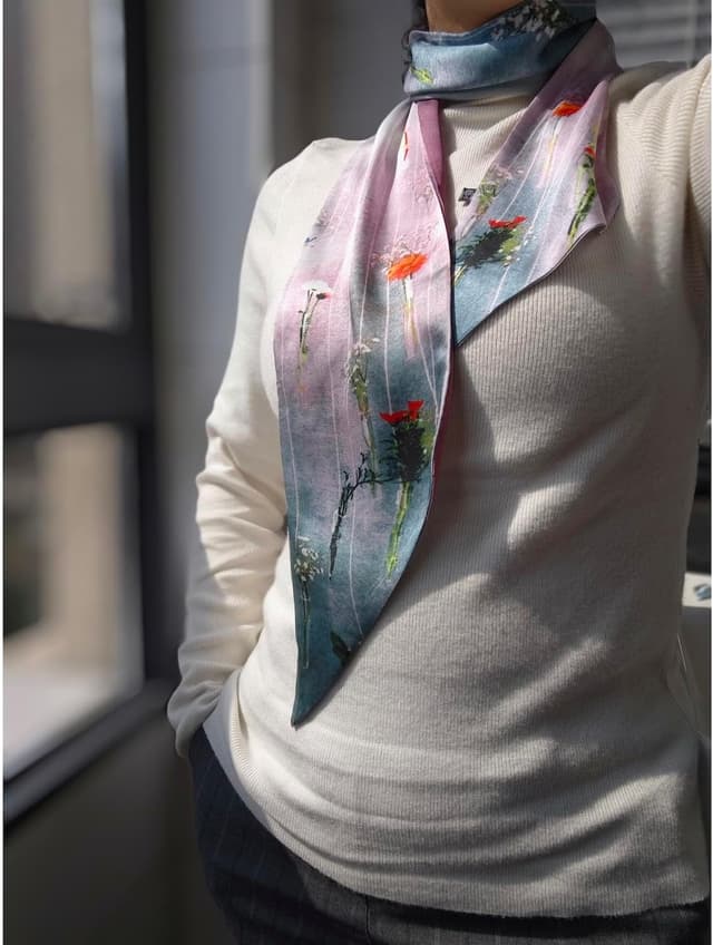 Thumbnail 5 de GIMIRO Satin Seidenschal 148 x 13,5 cm – Krawatte Double Layer fürs Outfit