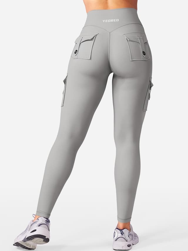 Detalle de YEOREO CoreFlex Sport Leggings Damen mit Taschen – High Waist, blickdicht & Push-up-Wirkung