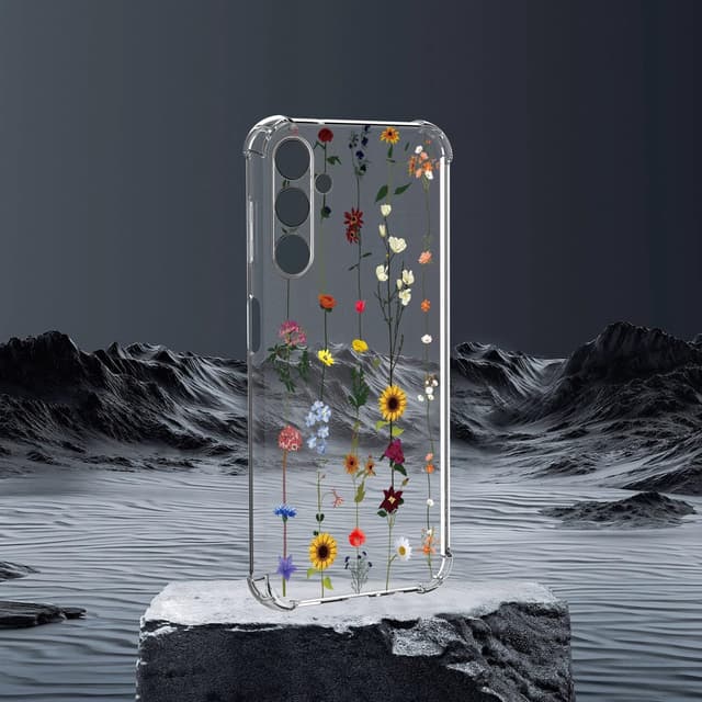 Detalle de ChoosEU Transparente Hülle für Samsung Galaxy A25 5G – dünnes TPU/Silikon Case mit Blumenmotiv