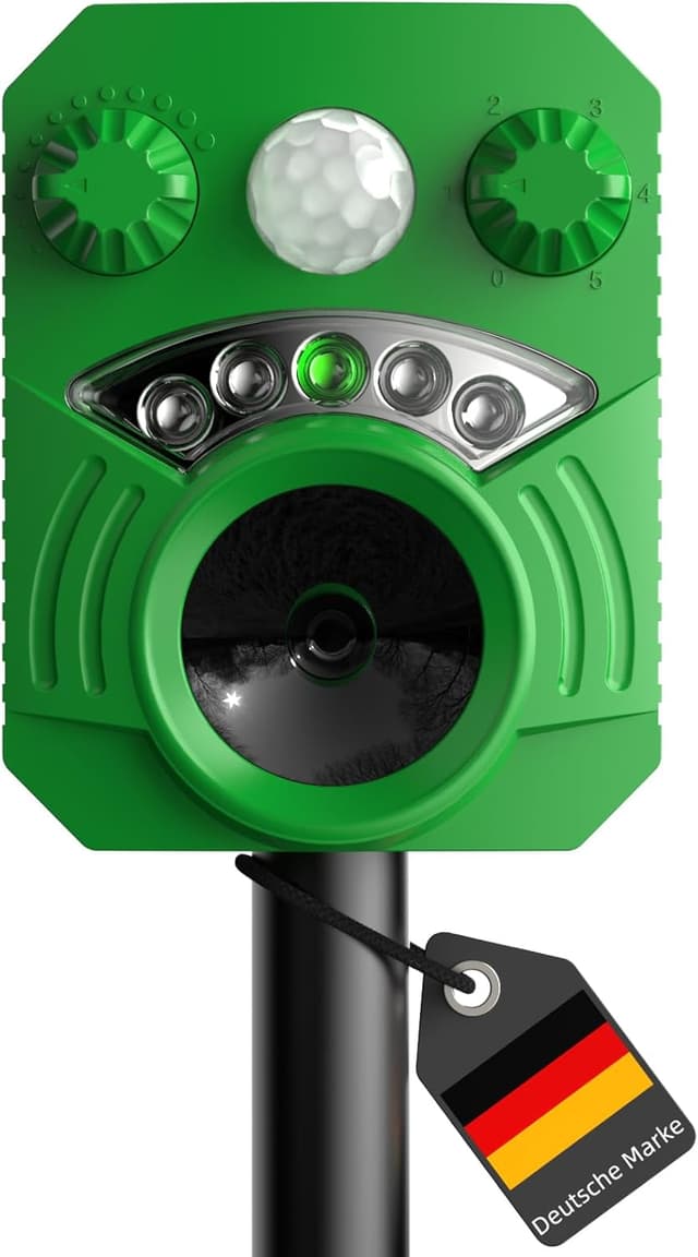 Detalle de Katzenschreck Maulwurf Vertreiber mit Ultraschall & Blitzlicht (5 Modi, wasserdicht IP44) für Garten & Hof