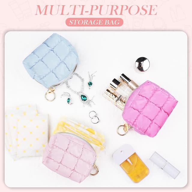 Detalle 2 de Playexen Mini Kosmetiktasche für Make-up, Klein Schminktasche (ca. 11 × 5,5 × 8,5 cm) in Rosa