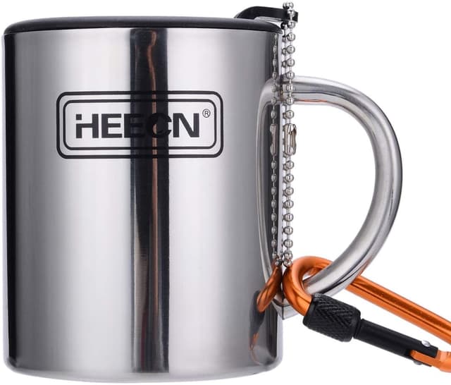 Imagen de HEECN Taza camping 260ml acero con mosquetón en OfertitasTOP