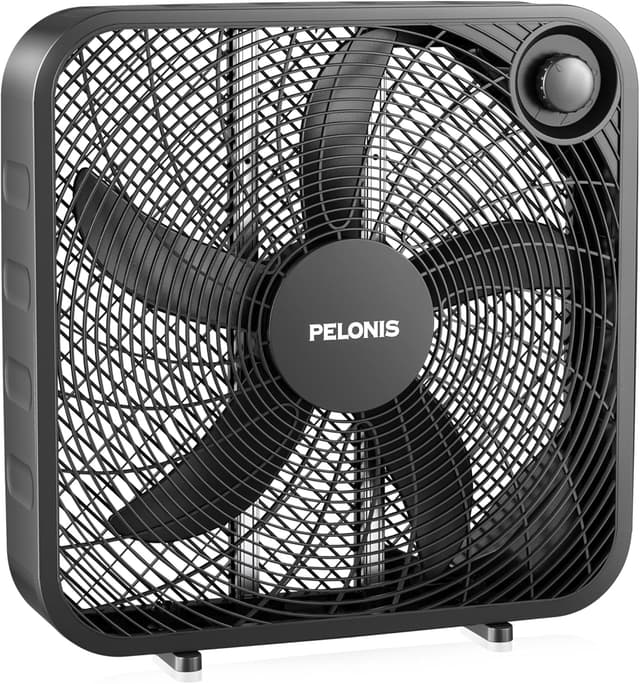 Detalle de PELONIS 20 Inch Box Fan (3 Speeds) — Lightweight Floor/Window/Table Fan with 2295 CFM Air Throw