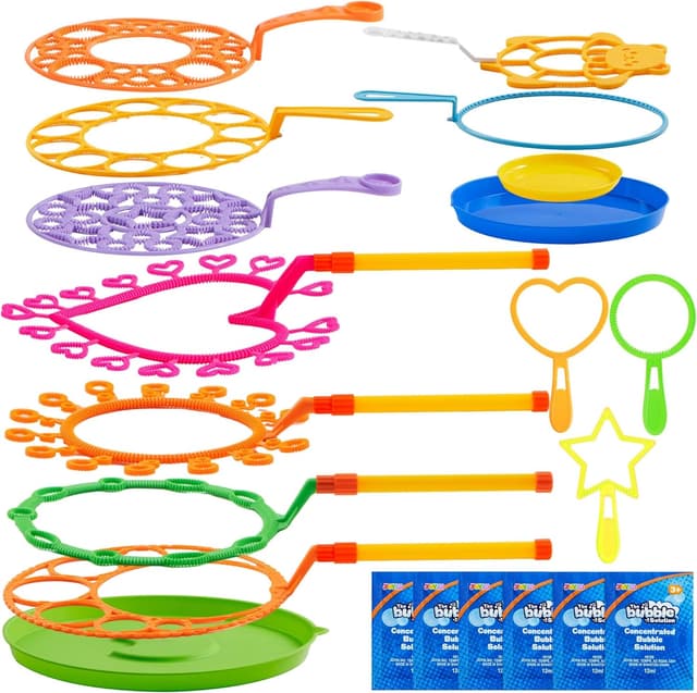 Detalle de JOYIN 19pc Big Bubble Wands Set with Tray (53cm giant bubble wands) — outdoor kids’ bubble kit