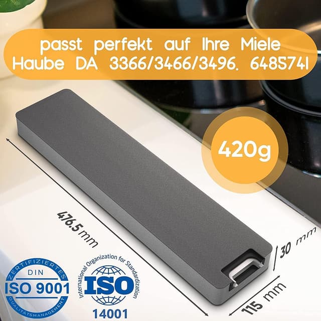 Detalle de KF3TEC® Aktivkohlefilter (ähnlich DKF13-1 / 6485741) für Miele Dunstabzugshauben DA 3XXX – passender Ersatz