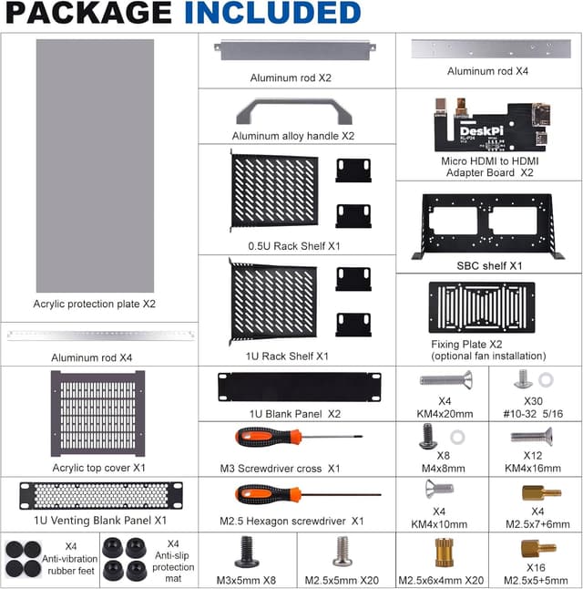 Detalle 2 de GeeekPi DeskPi RackMate T2 10-inch 12U mini server cabinet with rack shelf (10 inch AV, NAS & SBC setups)