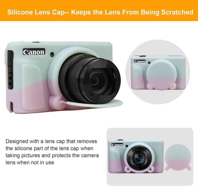 Detalle de Elonbo Camera Case soft silicone cover for Canon PowerShot SX740 / SX730 (Jelly Pink Green)