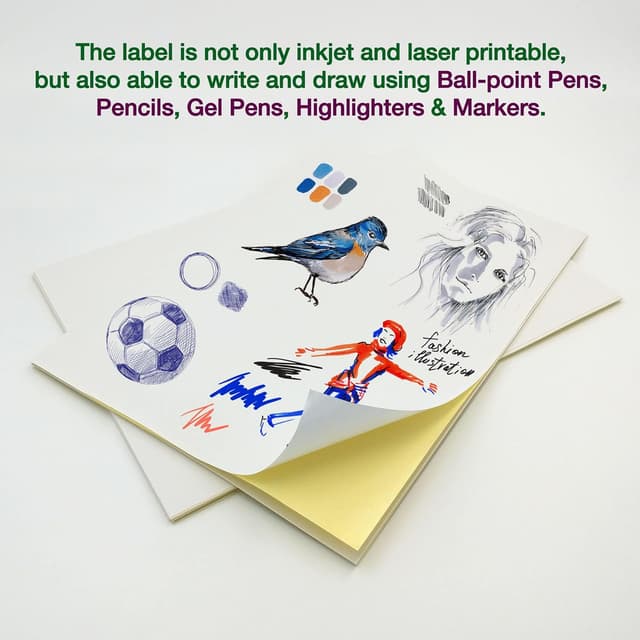 Detalle de Evergreen Goods Ltd 50 Sheets A4 White Matte Self-Adhesive Sticker Paper (Inkjet & Laser)