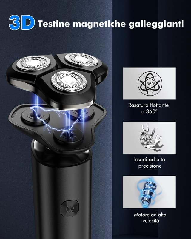 Thumbnail 1 de ETROBOT Rasoio Elettrico 3‑in‑1 per Barba e Capelli, IPX7 ✂