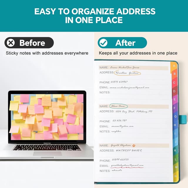Detalle 2 de Seagreen Address Book with Alphabetical Tabs 8.4" ๐