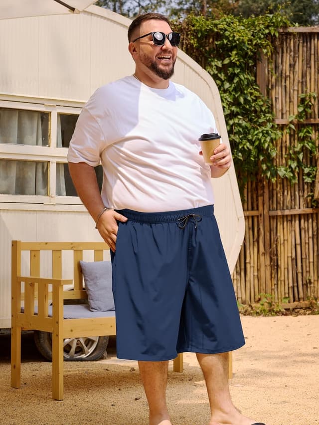 Detalle de Arcweg Herren-Badehose in großen Größen (2XL–6XL) mit schnell trocknendem Material und Kompressions-Netzfutter