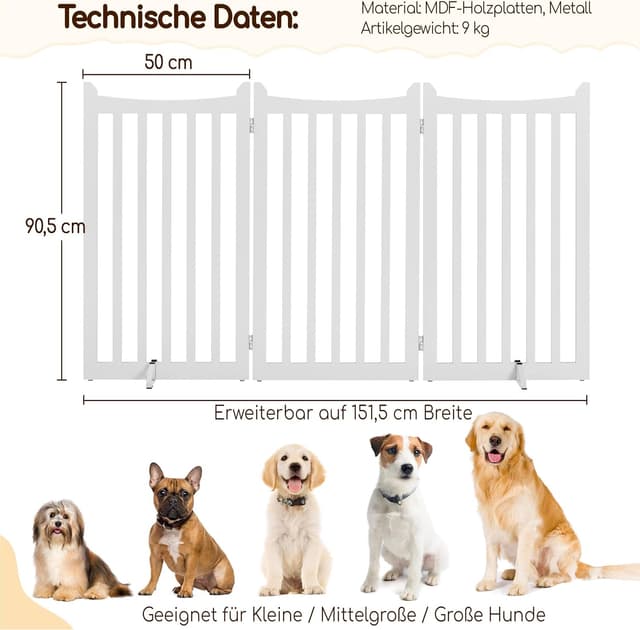 Detalle de Yaheetech Absperrgitter Hund, 90,5 x 151,5 cm