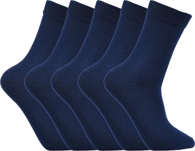 Thumbnail 6 de Laulax 5 Pairs Finest Combed Cotton Smooth Seamless Toe Boys School Socks (3–16 Years) – Black/Charcoal/Navy