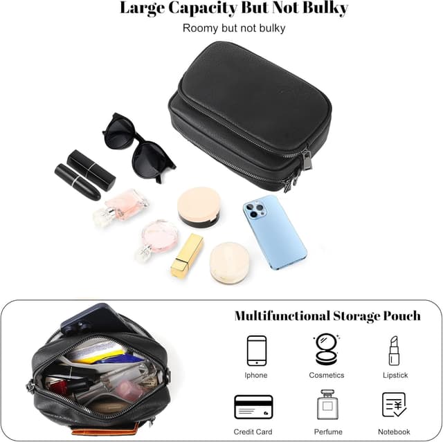 Detalle de TANTOMI Vegan Leather Crossbody Bag for Women – small anti-theft style with adjustable strap