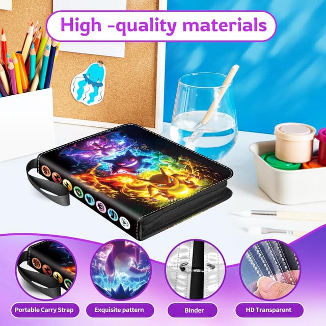 Detalle de Sammelalbum für Karten – PU-Kartenhalter mit Reißverschluss, 50 Seiten (bis 400 Karten)