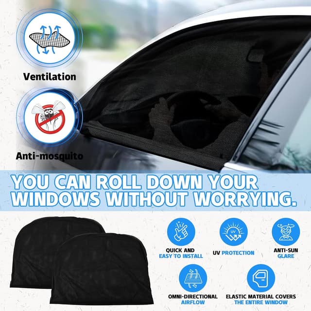 Detalle de 2er-Set Seitenfenster Insektenschutzgitter fürs Auto für Ford Ranger, Toyota Hilux & VW Amarok (Pickup)