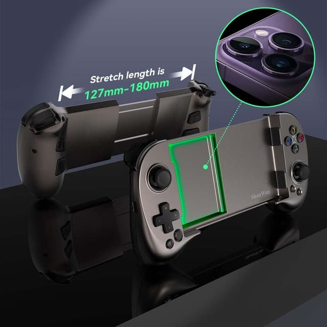 Detalle de ShanWan Handy Controller für Android/iOS (iPhone 15) – Bluetooth-Smartphone-Gamepad mit höhenverstellbarem Joystick