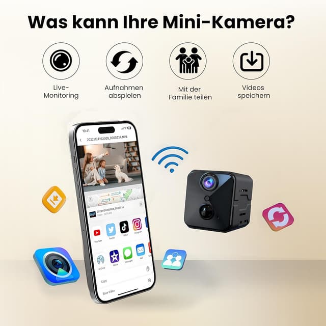Thumbnail 6 de 4K Mini Kamera für Innen, 2800 mAh Akku