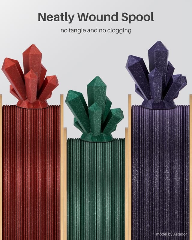 Detalle de ELEGOO Sparkle PLA Filament 1.75mm Bundle (4kg) – Glitter Twinkling 3D Printer Filament in Sparkle Black, Red, Green & Gold