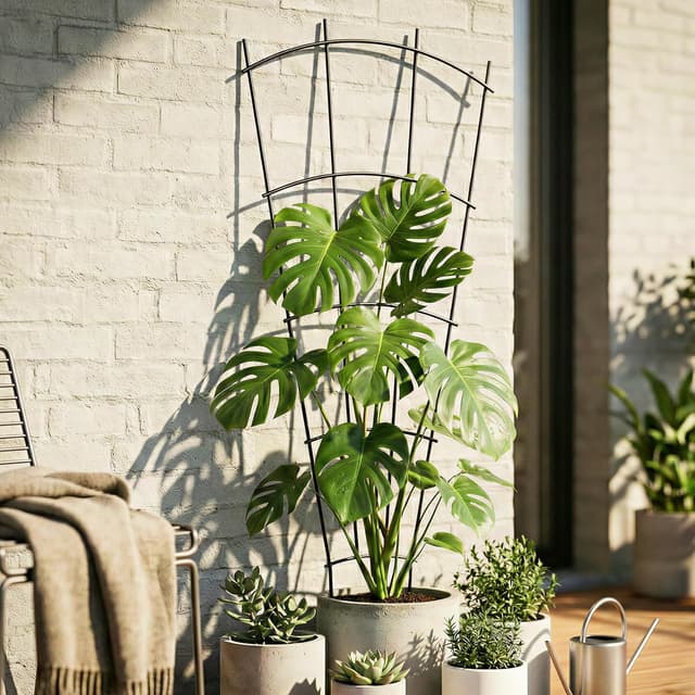 Detalle de Thealyn Rankgitter Metall 4er Set (109 x 43 cm) für Kletterpflanzen, Rankhilfe im Garten, Terrasse & Hochbeet, Schwarz