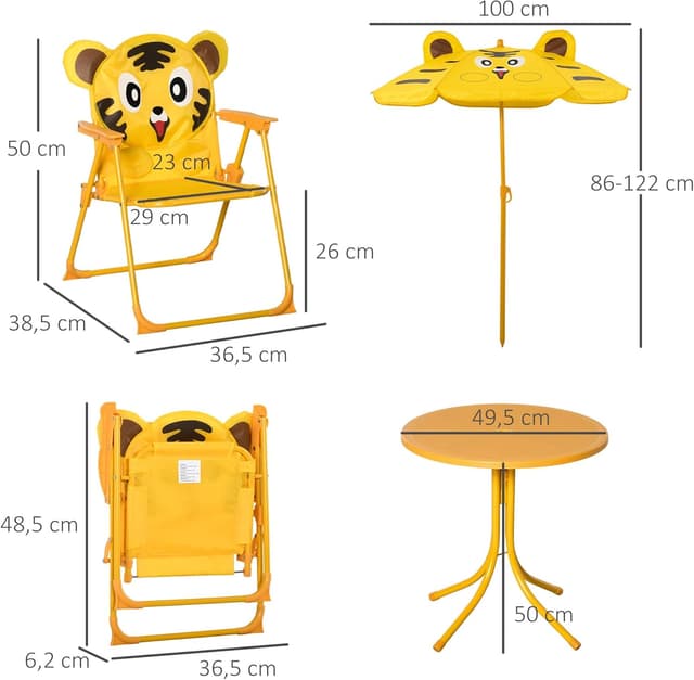 Thumbnail 6 de Outsunny Ensemble Salon Jardin Enfant Tigre