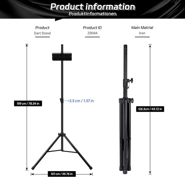 Detalle 2 de CyeeLife Dartboard Stand Portable Tripod 199 cm