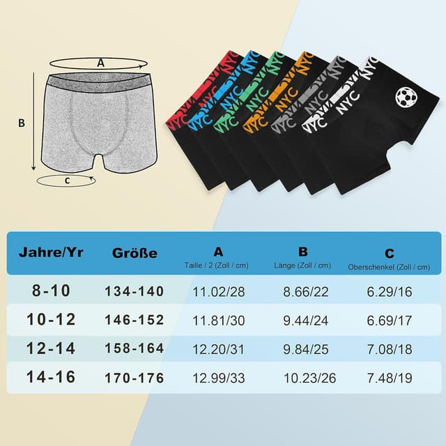 Thumbnail 6 de Lakpoau Jungen Boxershorts aus Baumwolle (12er Pack) – Größen 134–176