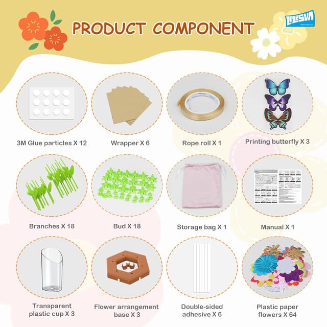 Detalle 2 de LELESUN DIY Fabric Flower Bouquets Kit