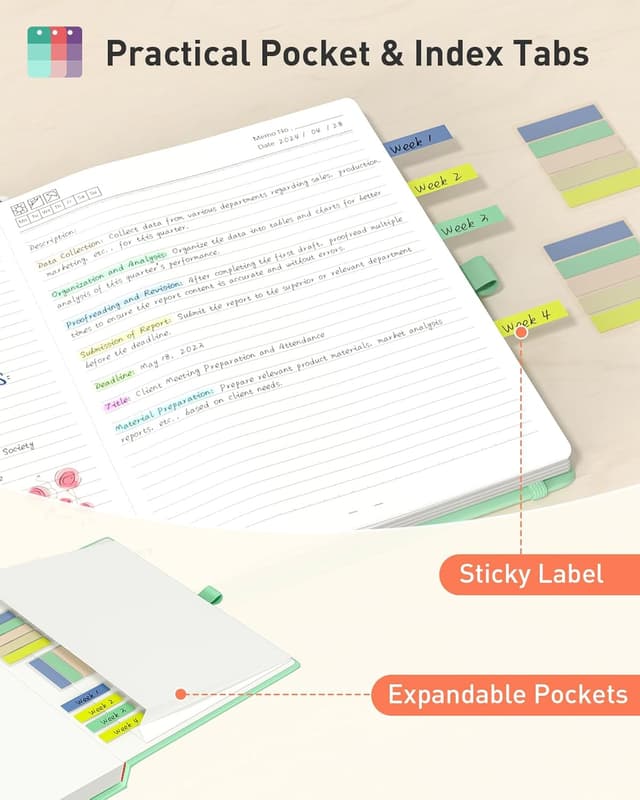 Detalle 2 de Smarpau Thick A4 Lined Notebook (320 pages) – 100gsm no-bleed paper, leather-style hardcover, green