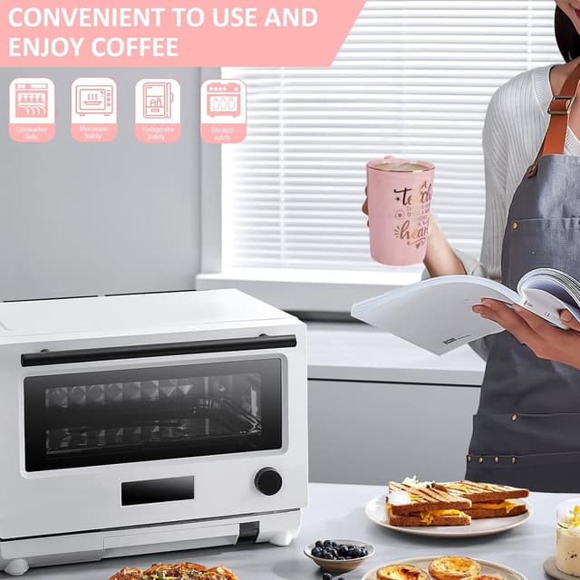 Detalle de Pink Marble 14 oz Teacher Appreciation Mug Gift Set for Women (Includes Lid, Spoon & Card)