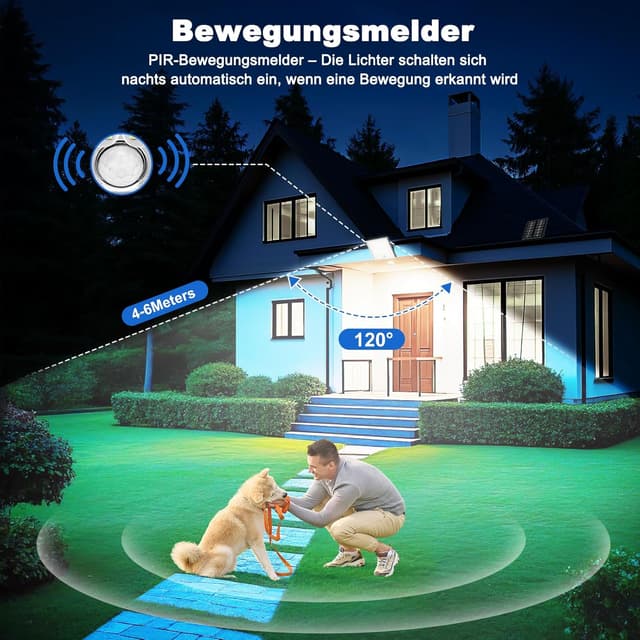 Detalle de Realky Solarlampen für Außen mit Fernbedienung – IP65 Solar-Außenleuchte mit Bewegungsmelder, 3 Farbtemperaturen