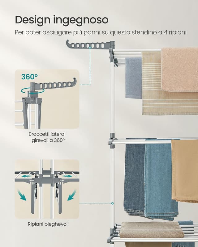 Detalle 1 de SONGMICS LLR703WZ02 stendino pieghevole 4 livelli