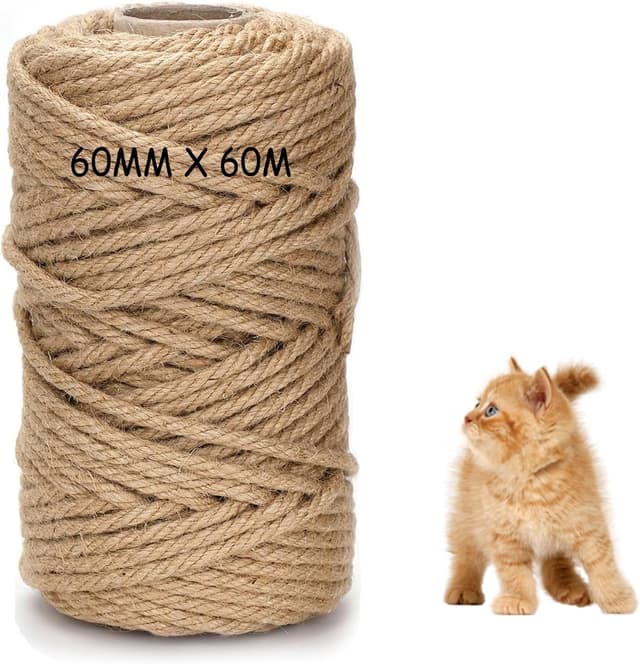 Detalle de DXRPO 60 m Sisalseil (6 mm) aus Natur-Jute für Kratzbaum, Katzen-Kratzseil