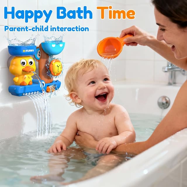 Detalle de KmmiFF Kids Bath Toys Duck Blue Set (Duck + Spoon) with Suction Cups