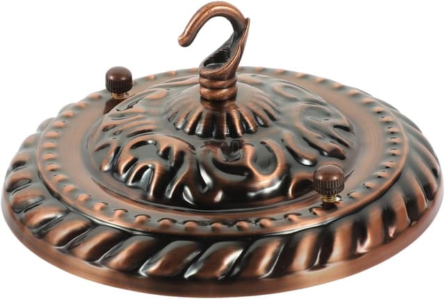 Detalle de Mikikit Vintage Deckenbaldachin 15 cm mit Haken – Metall-Deckenplatte in Rotbronze, tragfähig bis 15 kg