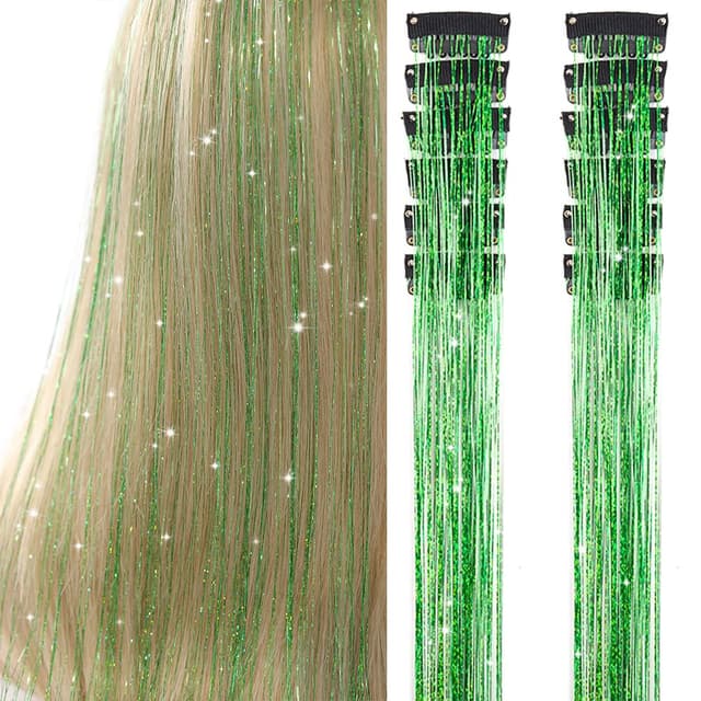 Thumbnail 6 de Hair Tinsel Pack of 12 Clip-In Glitter Extensions (20 Inch) — Colorful Party Hair Accessories for Women & Girls