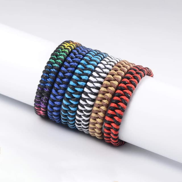 Detalle 2 de Pack de 6 bracelets tressés en corde VU100, bracelets d’amitié faits main (unisexe, ajustables)