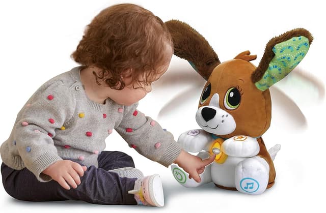 Detalle de VTech Baby Sprich-mit-Mir-Hündchen – sprechendes Plüschtier mit wackelndem Kopf und Ohren, Lernspielzeug für 1–5 Jahre
