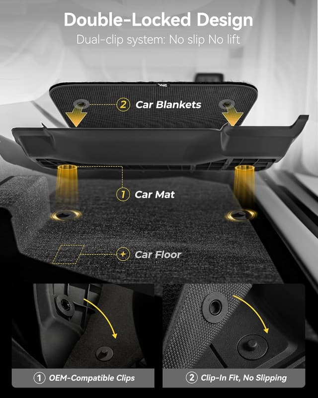 Detalle de 3W 13-Piece All-Weather Floor Mat Set for Tesla Model Y Juniper (2025–2026) + Boot Liner Bundle