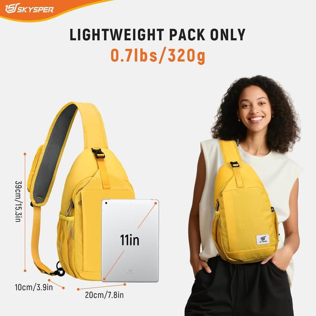 Detalle 2 de SKYSPER Sling Bag RFID Cross Body Bag (Recycled) – Travel Daypack for Tablet, Phone & Essentials