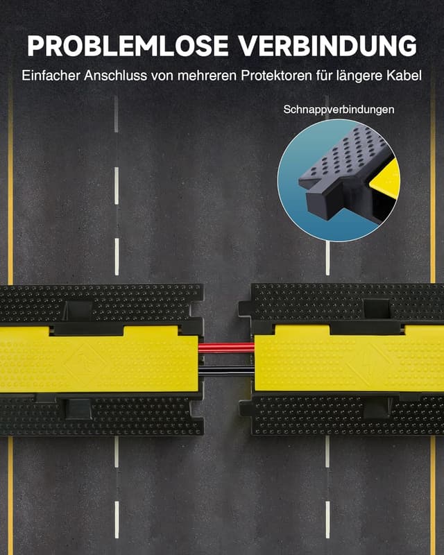 Thumbnail 6 de CREWORKS Boden-Kabelbrücke Set (3 Stück) mit 2 Kabelkanälen für den Außeneinsatz – Kabelschutz für Parkplätze & Lager