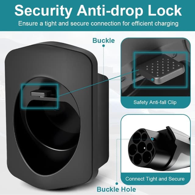 Detalle de Adiwo Typ 2 Wandhalterung für Ladekabel – Kabelhalter mit Schnalle für Type 2 Wallbox Ladestation