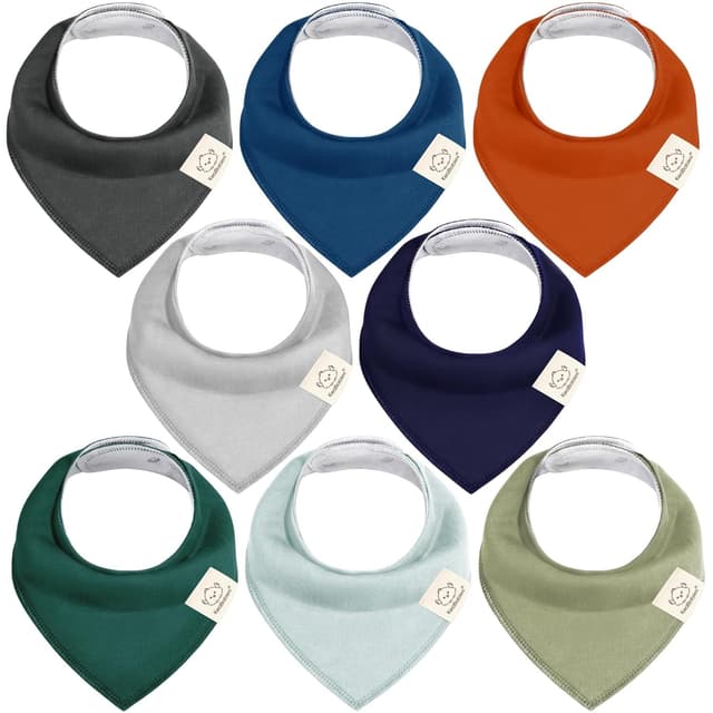 Imagen de KeaBabies 8-Pack Organic Baby Bandana Bibs (Hunter) — Super Absorbent Cotton Triangle Bibs en OfertitasTOP