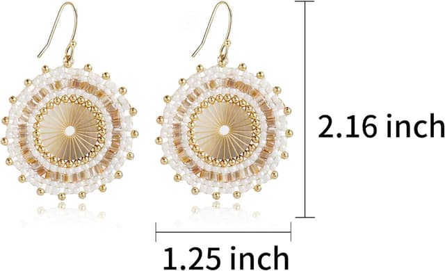 Detalle de Bunte Perlenohrringe für Frauen – handgewebte Böhmen-Creolen mit baumelnden Perlen