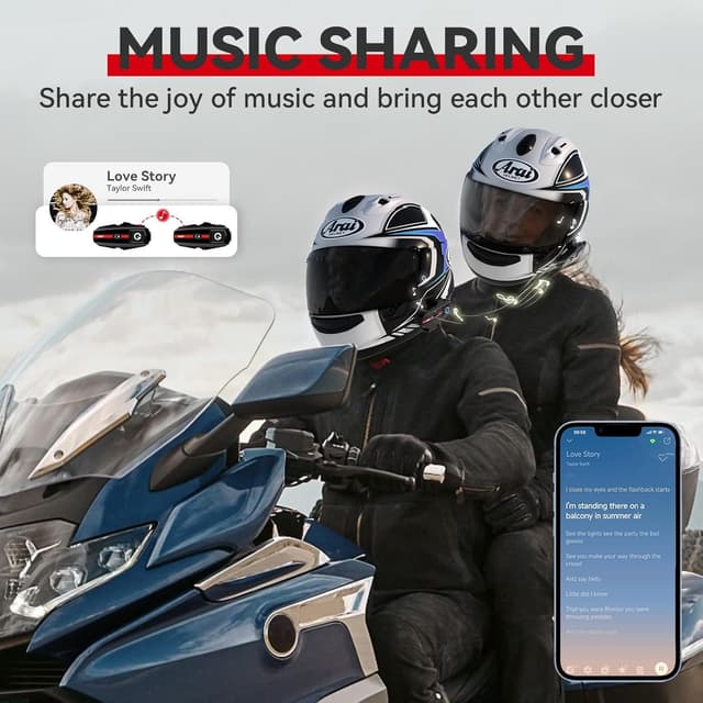 Detalle de XGP Bluetooth Motorcycle Helmet Headset Intercom (Bluetooth 5.4), IP67 Waterproof, 2 Riders Music Sharing, 2-Pack