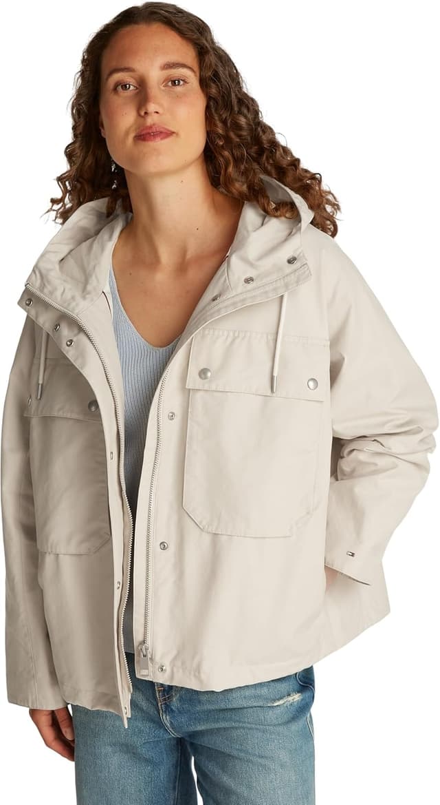 Detalle de Tommy Hilfiger Damen Parka Cotton Nylon Short Kapuze