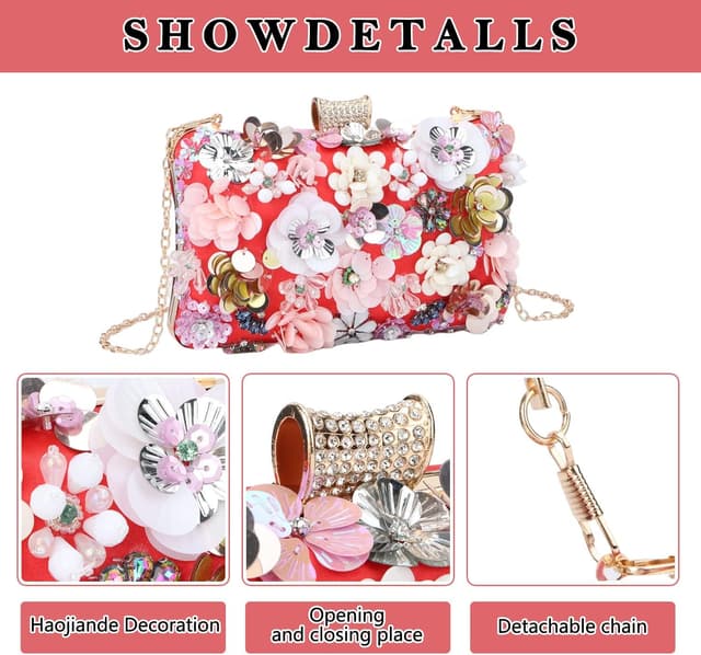 Thumbnail 3 de Fecialy Sacs à main Floral Soirée Rhinestones