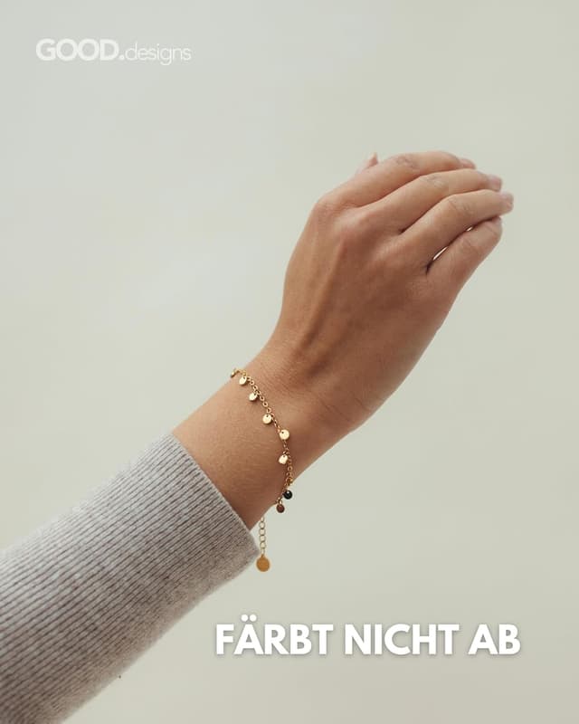 Detalle de GD GOOD.designs Plättchen Armkette für Damen (wasserfest, Edelstahl, verstellbar 15–19 cm)